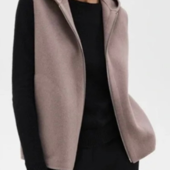 Theory Hooded Zip Vest, Wool with Cashmere, Size Small - NWT - Picture 3 of 16